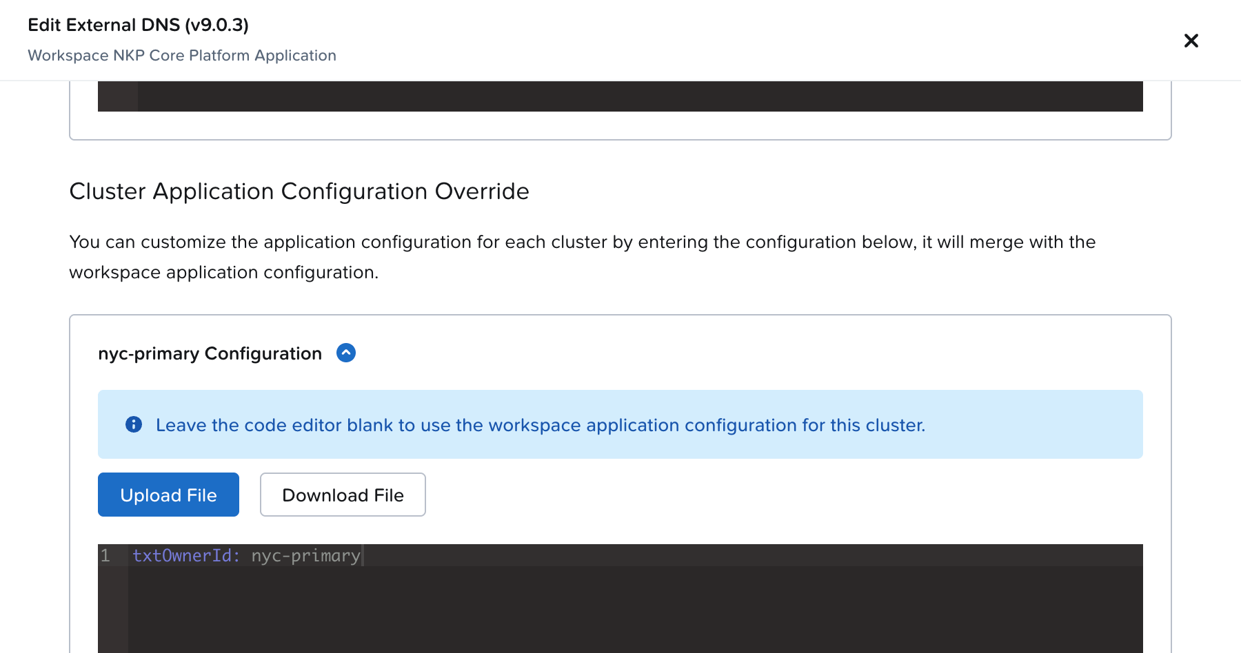 Cluster Override Screenshot