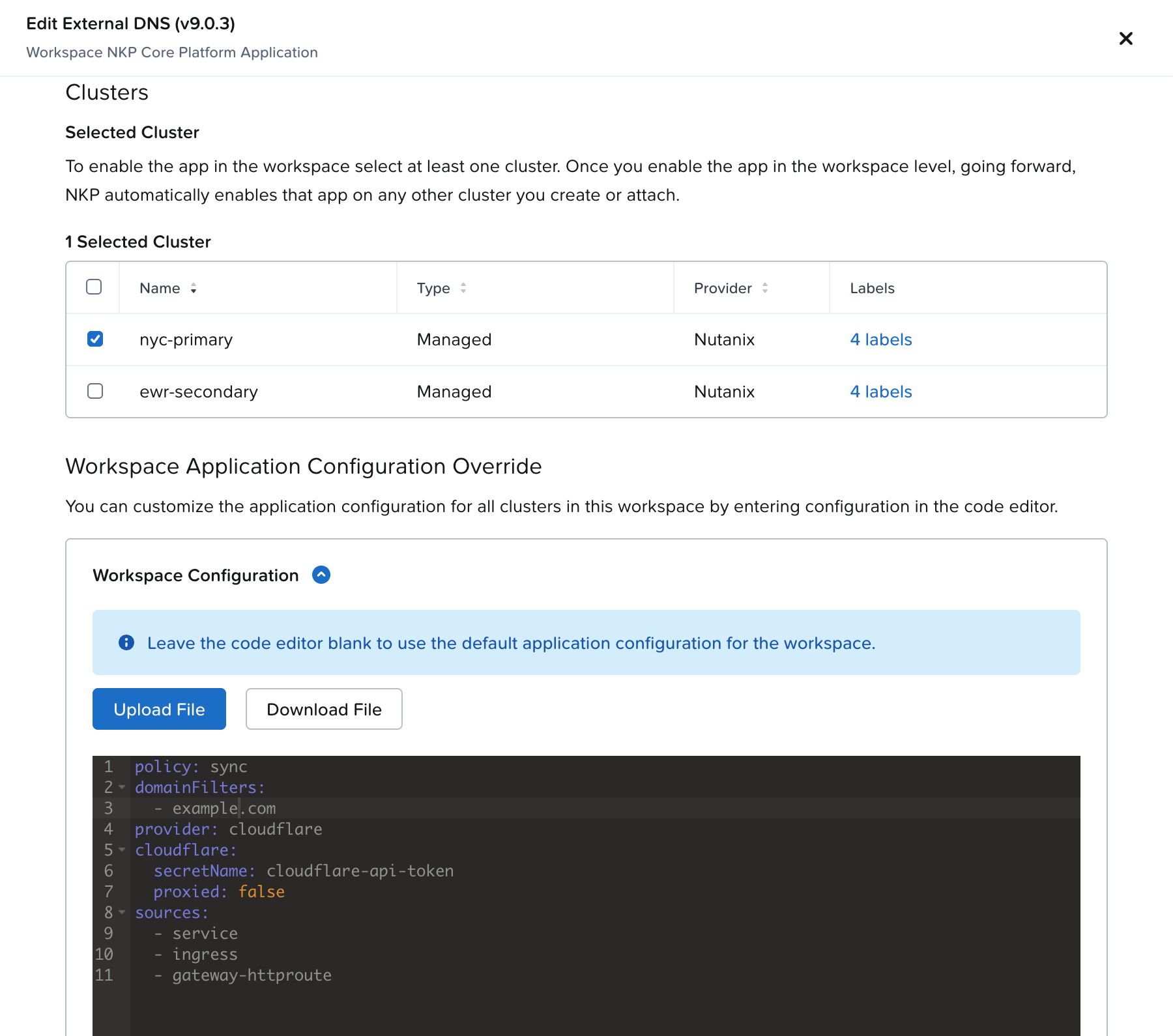 Workspace Override Screenshot